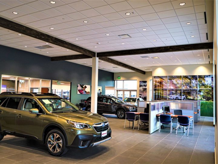 led lighting high output troffers in car dealership