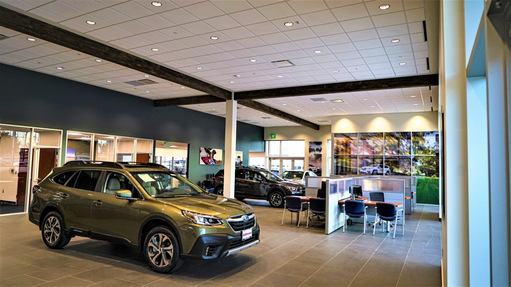 led lighting high output troffers in car dealership