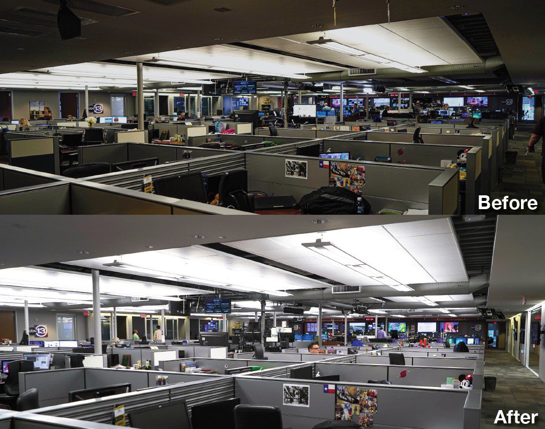 Before and After the LED Lighting Upgrade at ABC13 News