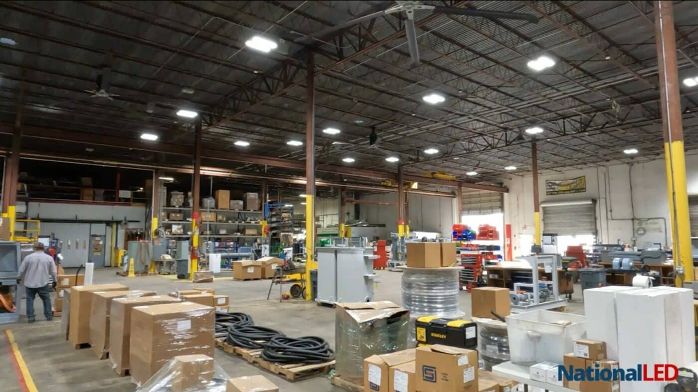 Commercial led lights example in a warehouse