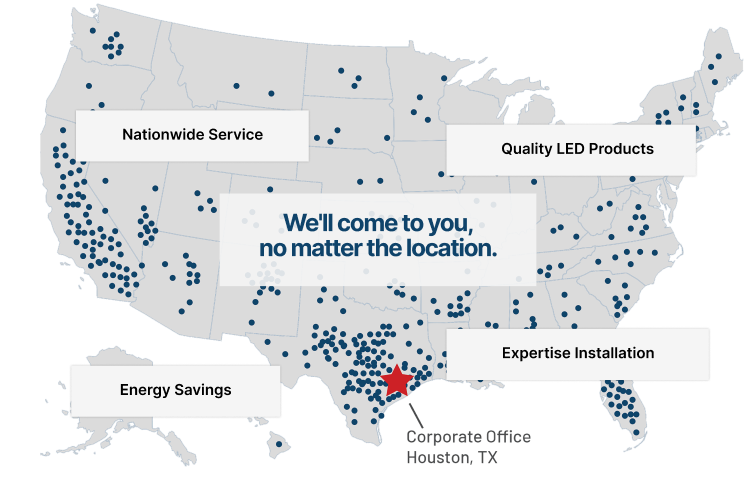 Nationwide LED lighting service coverage across the United States